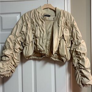 Stylish Cream Bomber Jacket